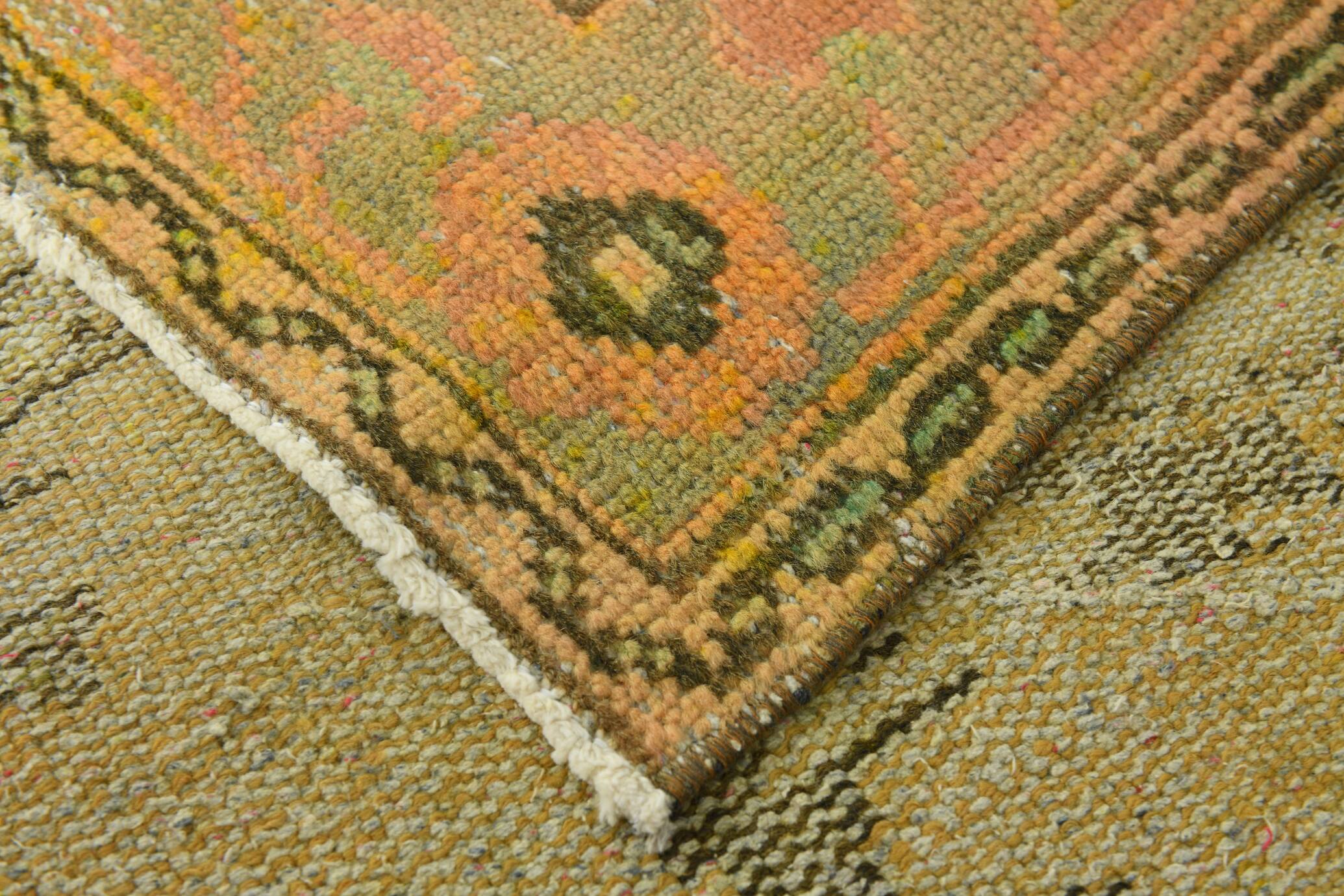 6x9 Shades Of Peach Orange Handmade Wool Oriental Turkish Rug, 180x286Cm