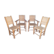 Lot 2 armchairs and 2 chairs design wood and straw period 1970