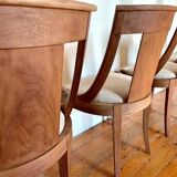 Set of 4 wooden gondola chairs, beige fabric