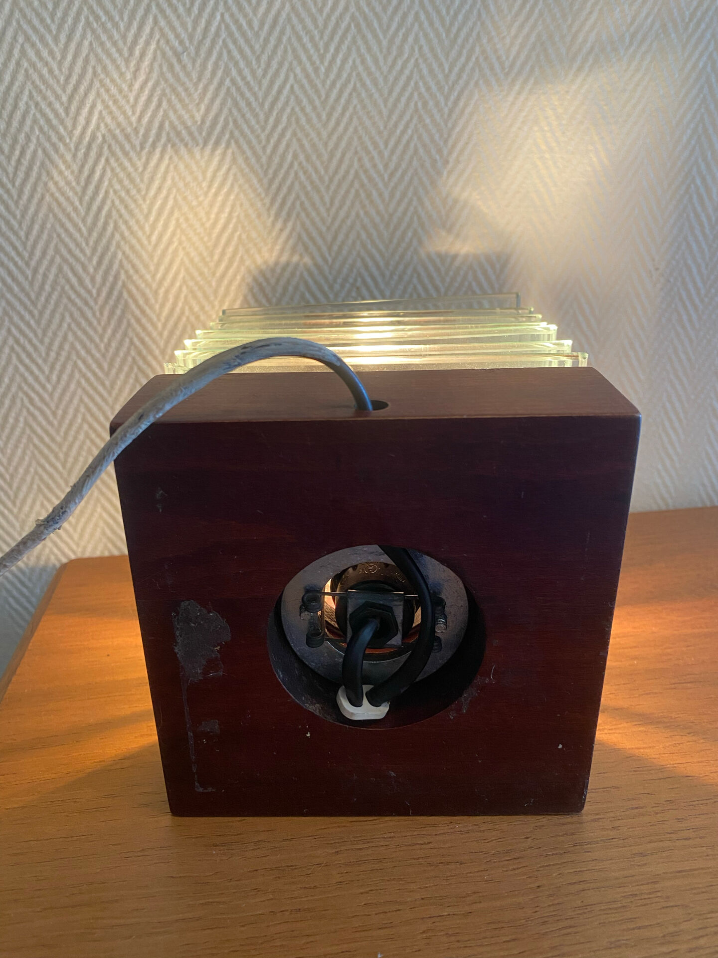 Vintage stepped glass lamp in Desny style