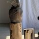 Brown and black petrified wood side table H35 D27 - 3333