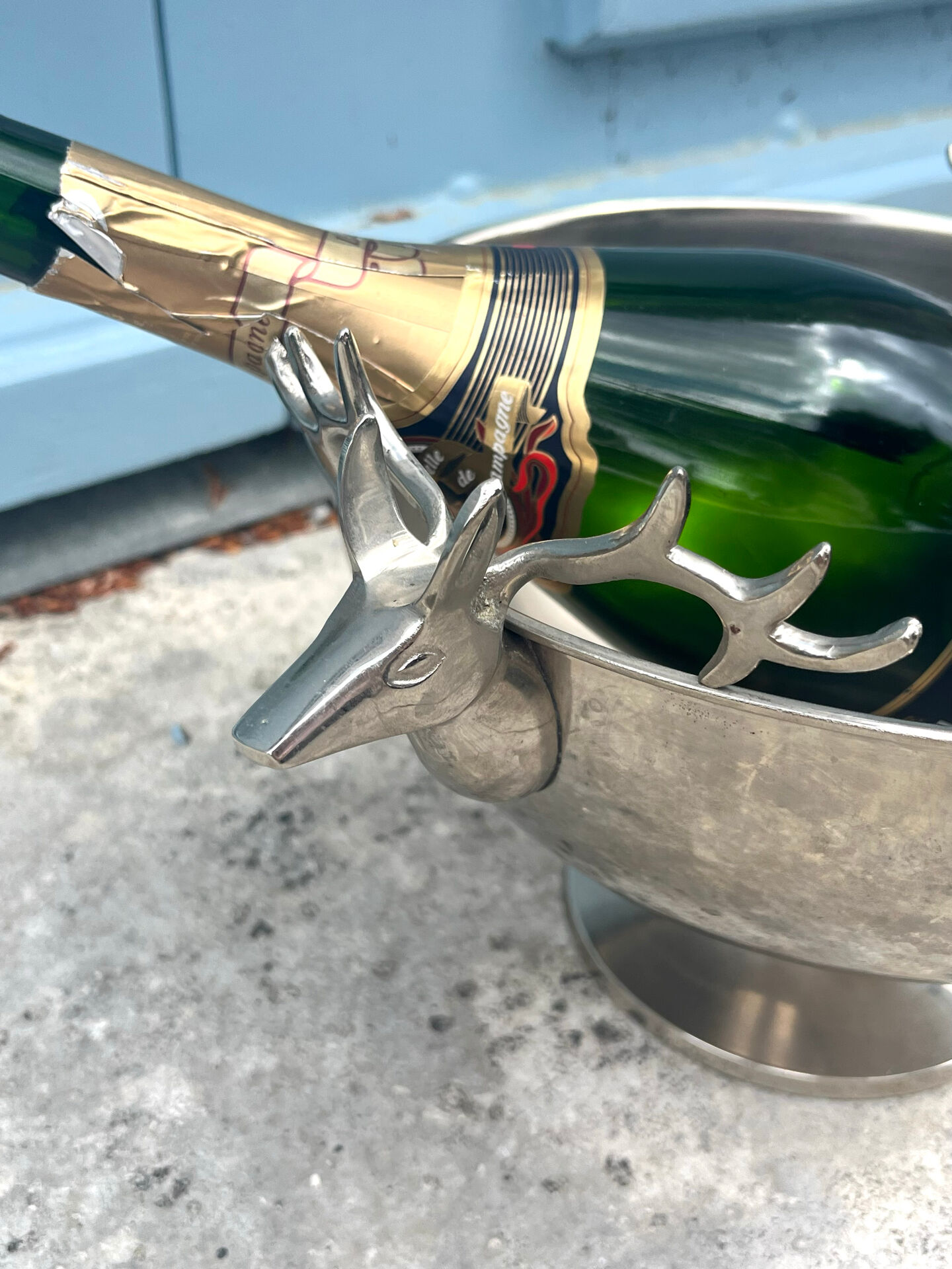 French stag handle champagne bucket wine cooler pedestal bowl