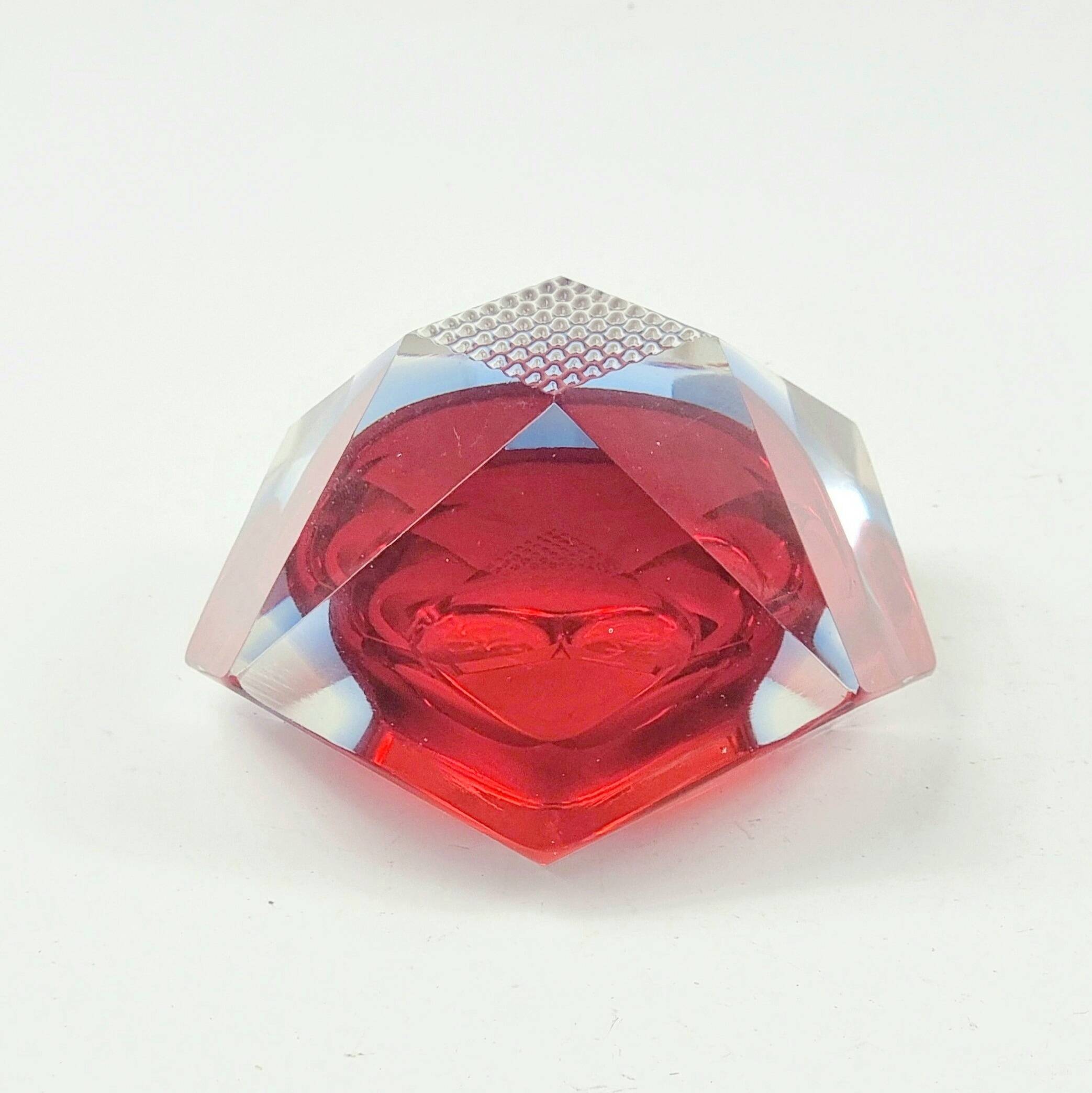 Diamond-Shaped Murano Glass Ashtray/Vide Poche by Flavio Poli for Seguso