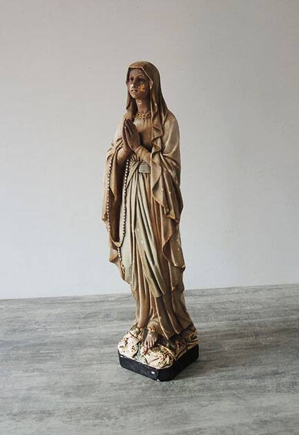 Large & Old Virgin in Plaster Signed Pieraccini