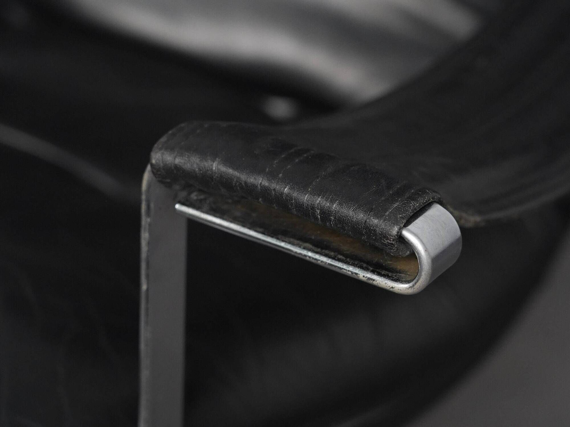 Modernist Black Leather Swivel Lounge Chair, Netherlands, 1960s