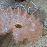 Opaline Pleated Suspension Clichy Rose complete with wire and Ceiling Light