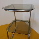 Smoked glass and chrome side table