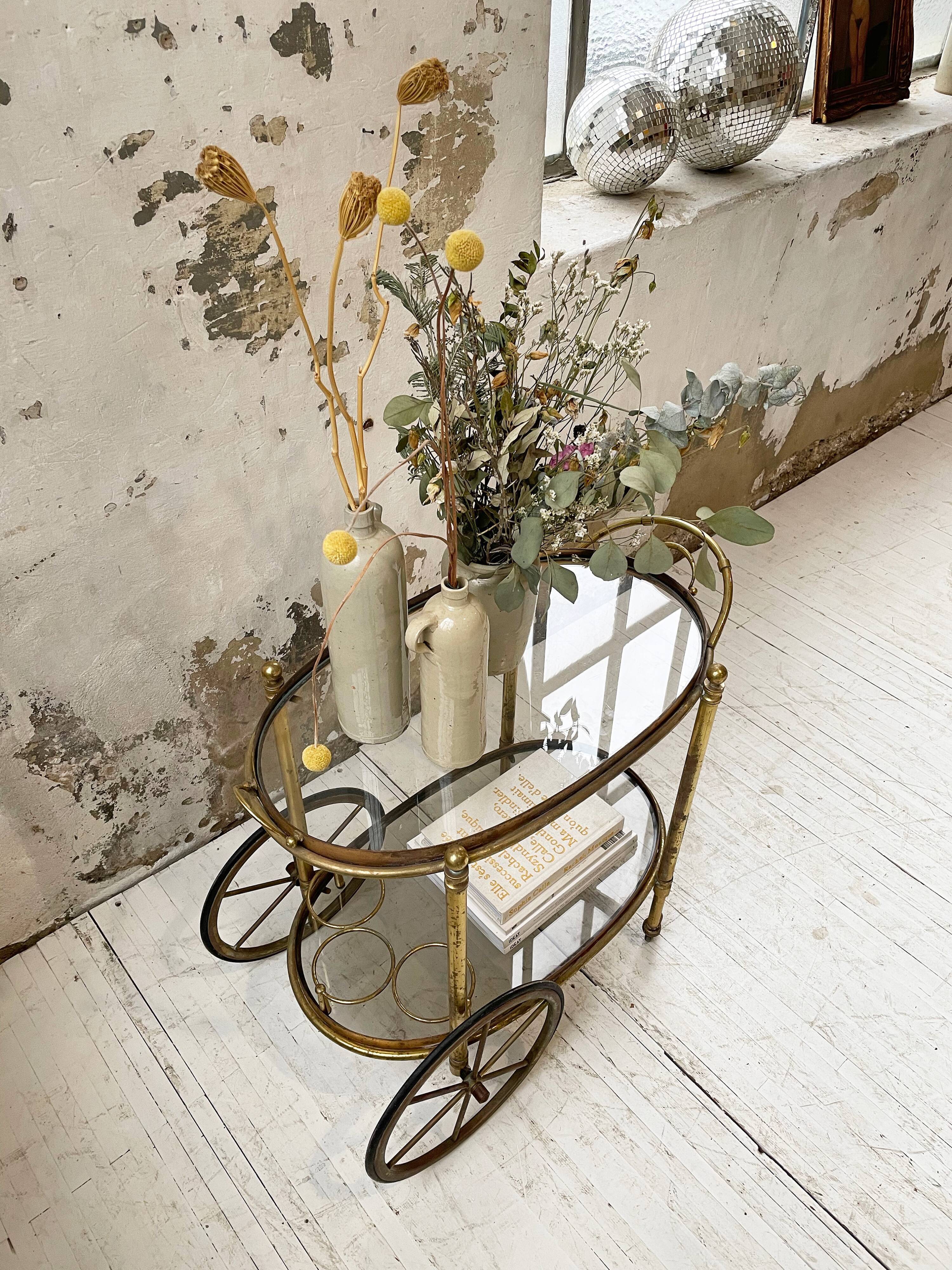 Cart serves brass bar