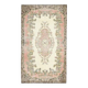1970s Vintage Turkish Oushak Handmade Wool Cotton Beige Area Rug 179x311
