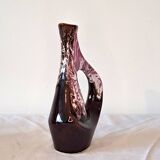 Vintage liqueur set - brown & purple glazed ceramic - 1970s