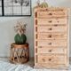 Old wooden chest of drawers raw and black wood