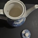 Faience pouring coffee maker Gien decor countryside blue