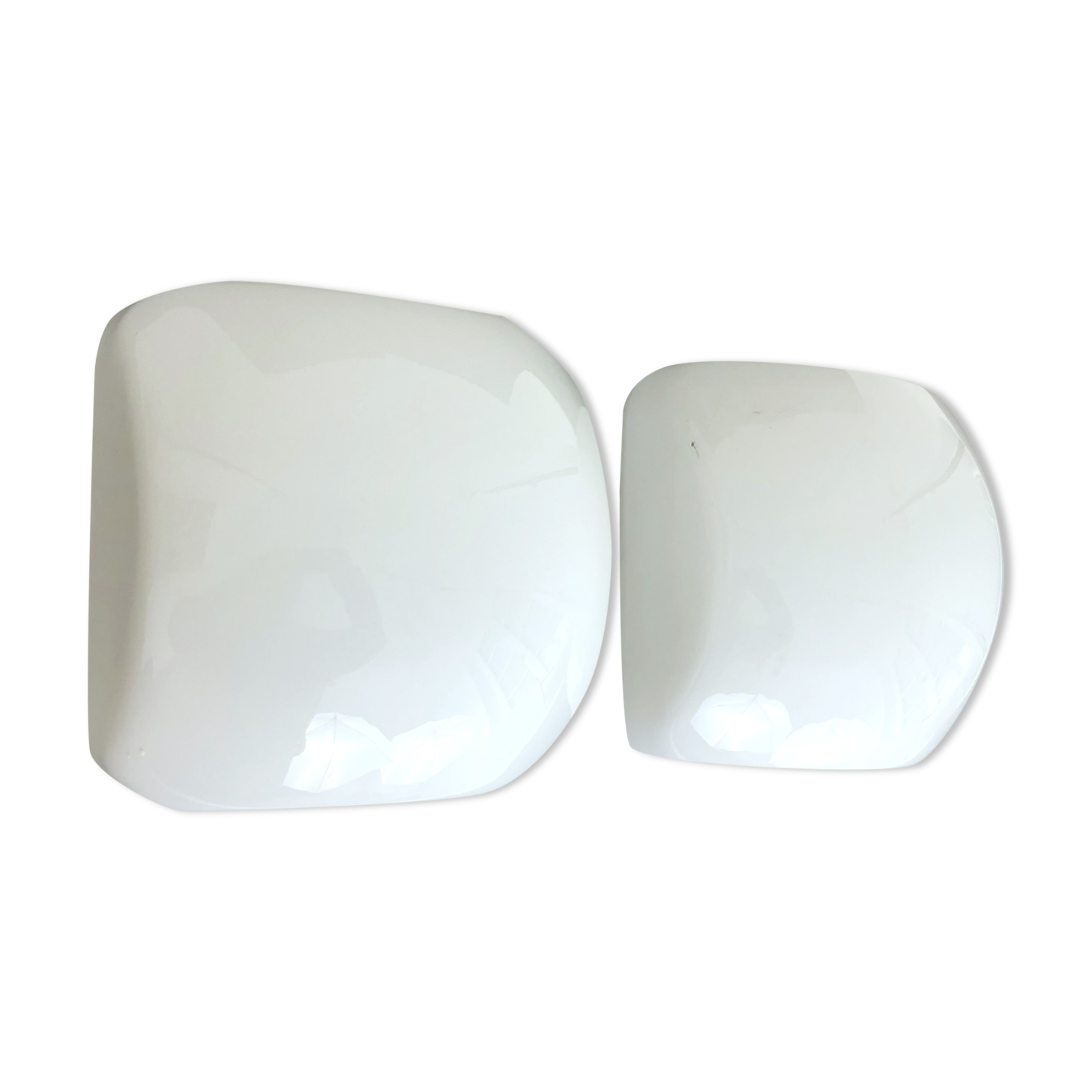 Pair of vintage wall sconces, white opaline globe, 60 70s