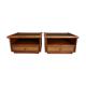 Pair of wooden bedside tables, rattan, canning and faux black leather