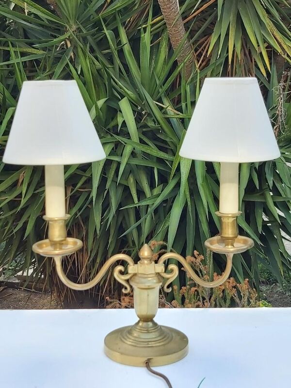 Lampe girandole ancienne en laiton 2 lumières