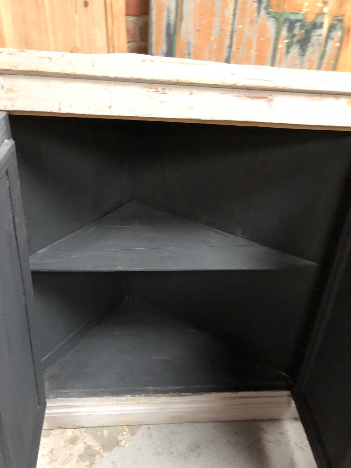 Old weathered corner workshop furniture