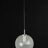 Small chrome Limburg pendant light with glass ball, Germany, 1970s.