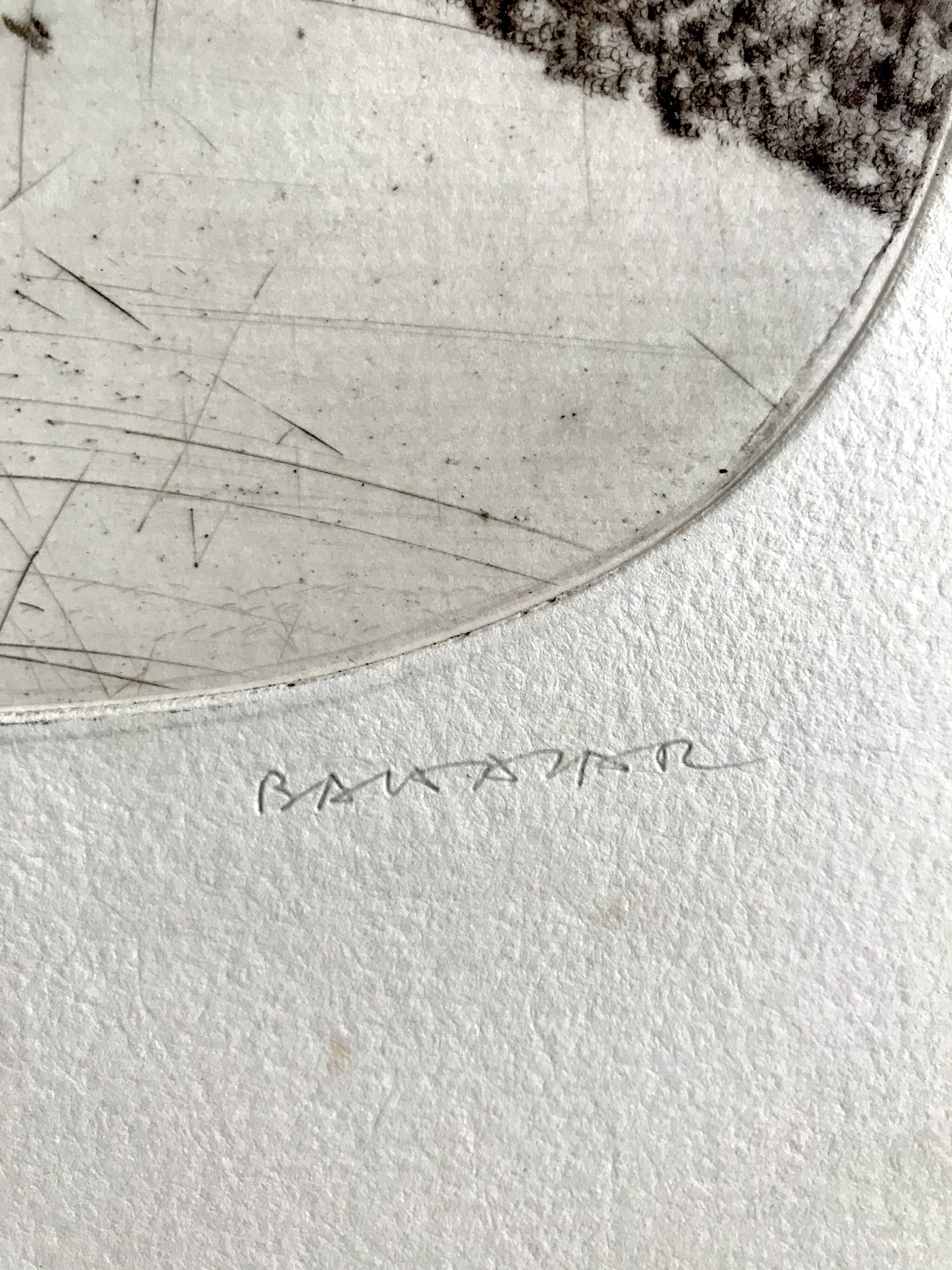 Original engraving signed in pencil by julius baltazar, untitled, circa 1990