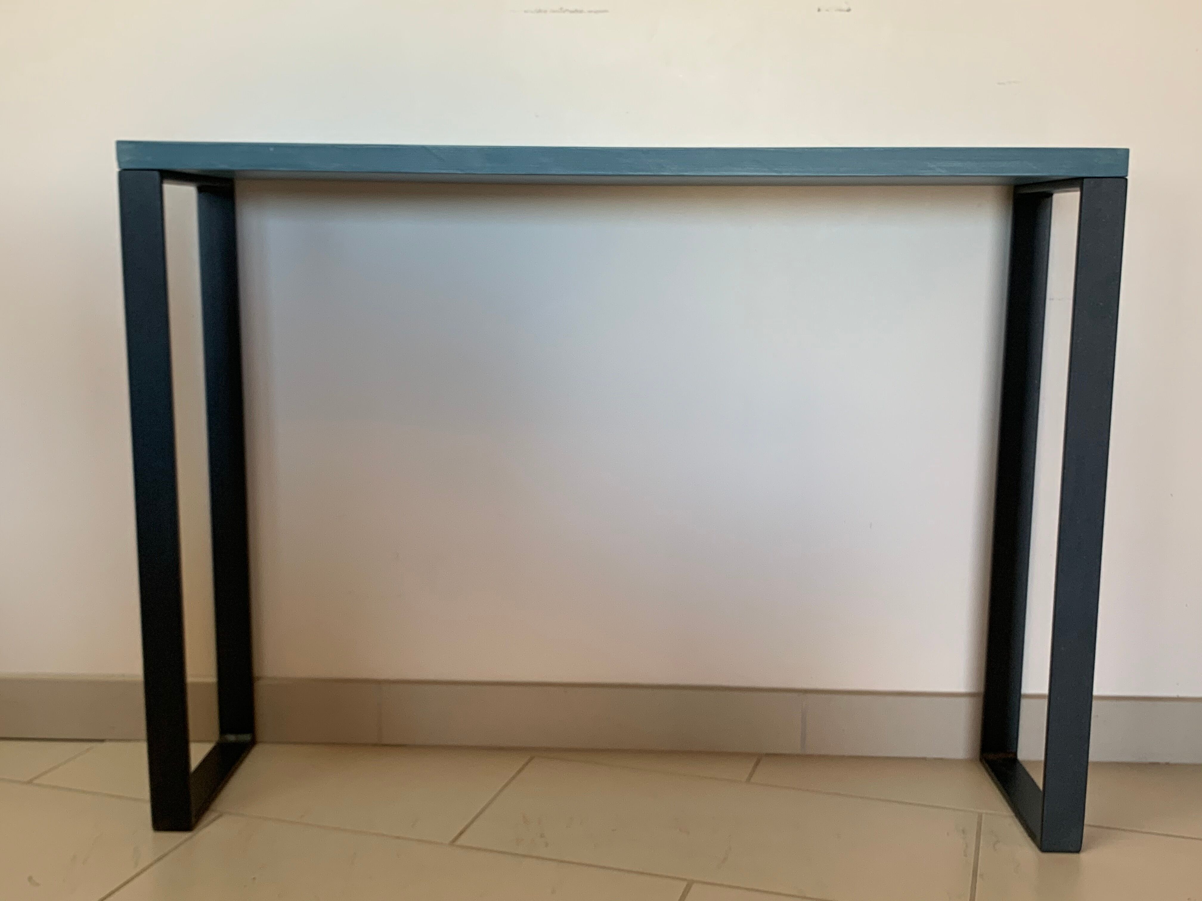 Console tray wood base footing steel