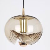 Large smoked glass pendant light by Peill & Putzler, Germany, 1970s.