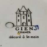 Twisted design vase. Signed Gien France/Renaissance blue background 26 x 13cm