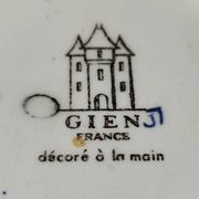 Twisted design vase. Signed Gien France/Renaissance blue background 26 x 13cm
