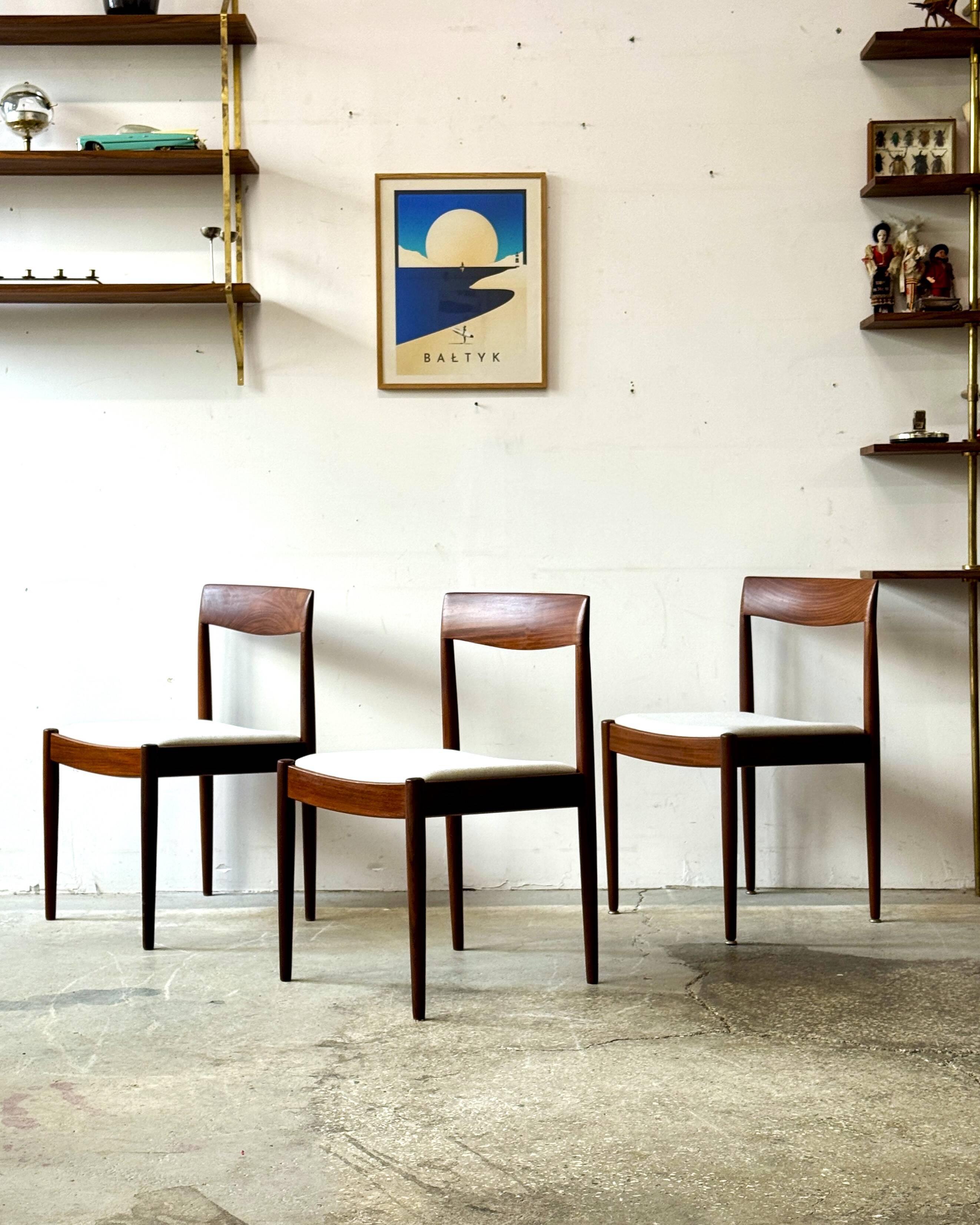 Chaises en teck, 3 pièces, Lübke, Allemagne, années 1960, vintage, milieu du siècle