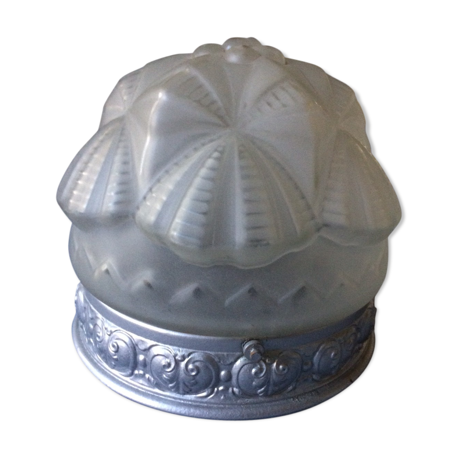 Globe pressed glass with his mount