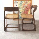 Paire de chaises cannée Baumann bémol - traîneaux
