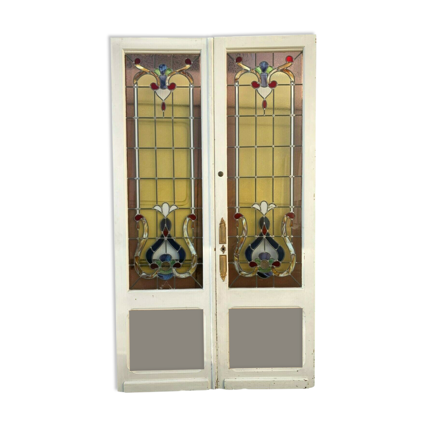 Double doors of passage in stained glass Art Deco XX century