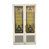 Double portes de passage en vitrail Art Déco XX siècle