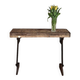 Oak and cast iron console, unique piece.