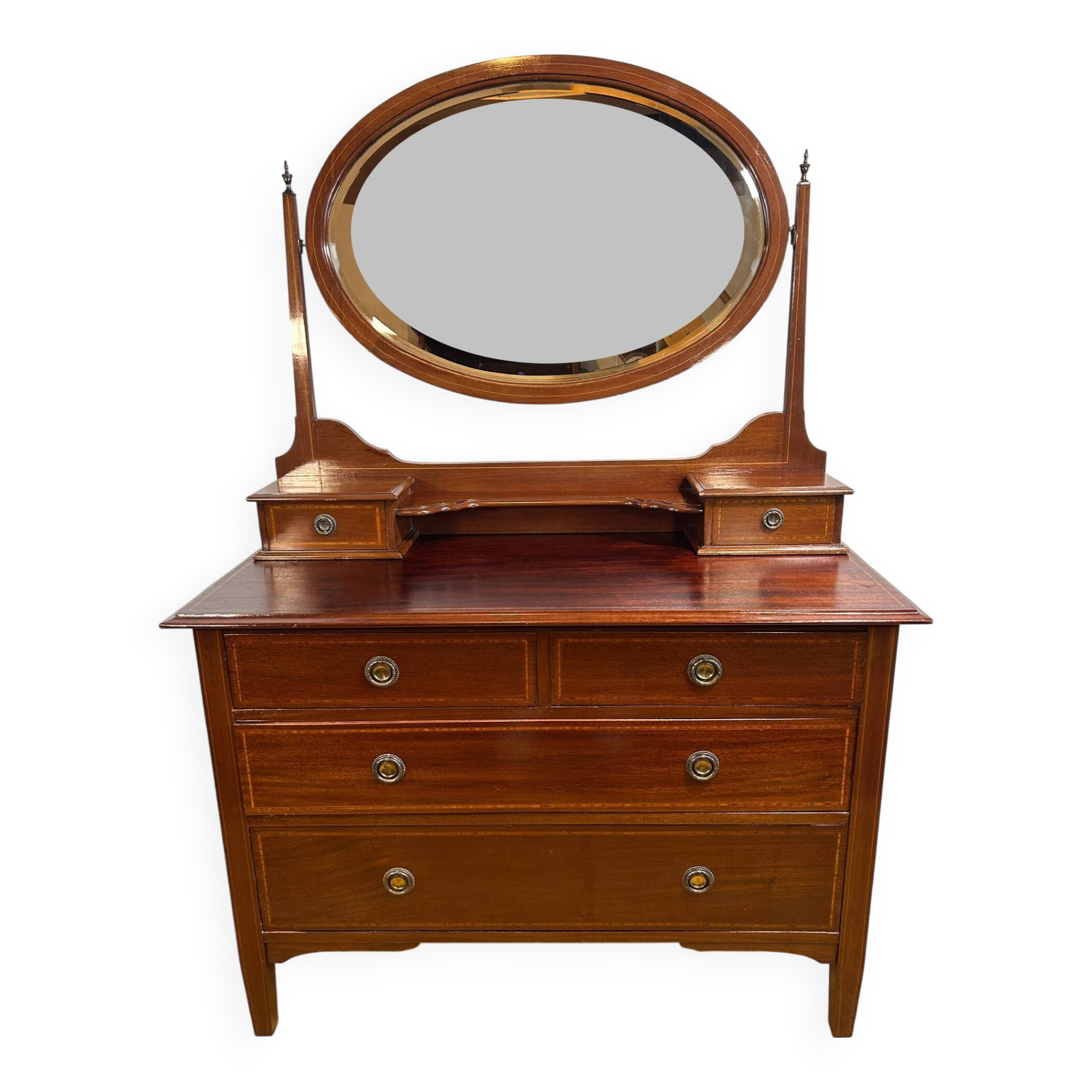 Edwardian Brocante Vintage Mahogany Dressing Table with Inlay 1900-1910