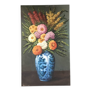 Tableau bouquet de dahlias