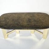 Brutalist Belgian dining table in resin and brass from around 1970.