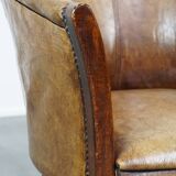 Fauteuil, chaise d'appoint en cuir marron