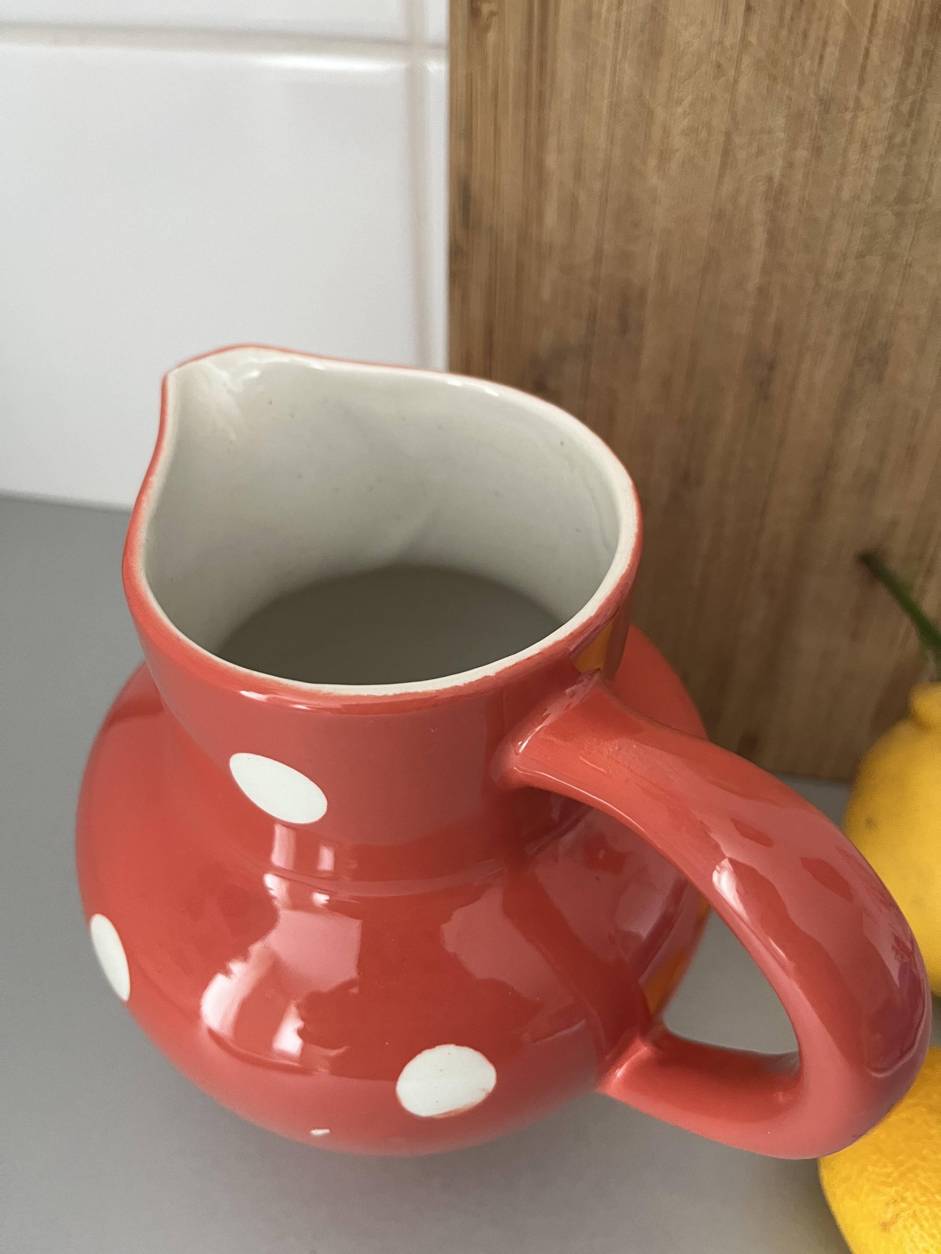 Moulin des Loups earthenware polka dot pitcher