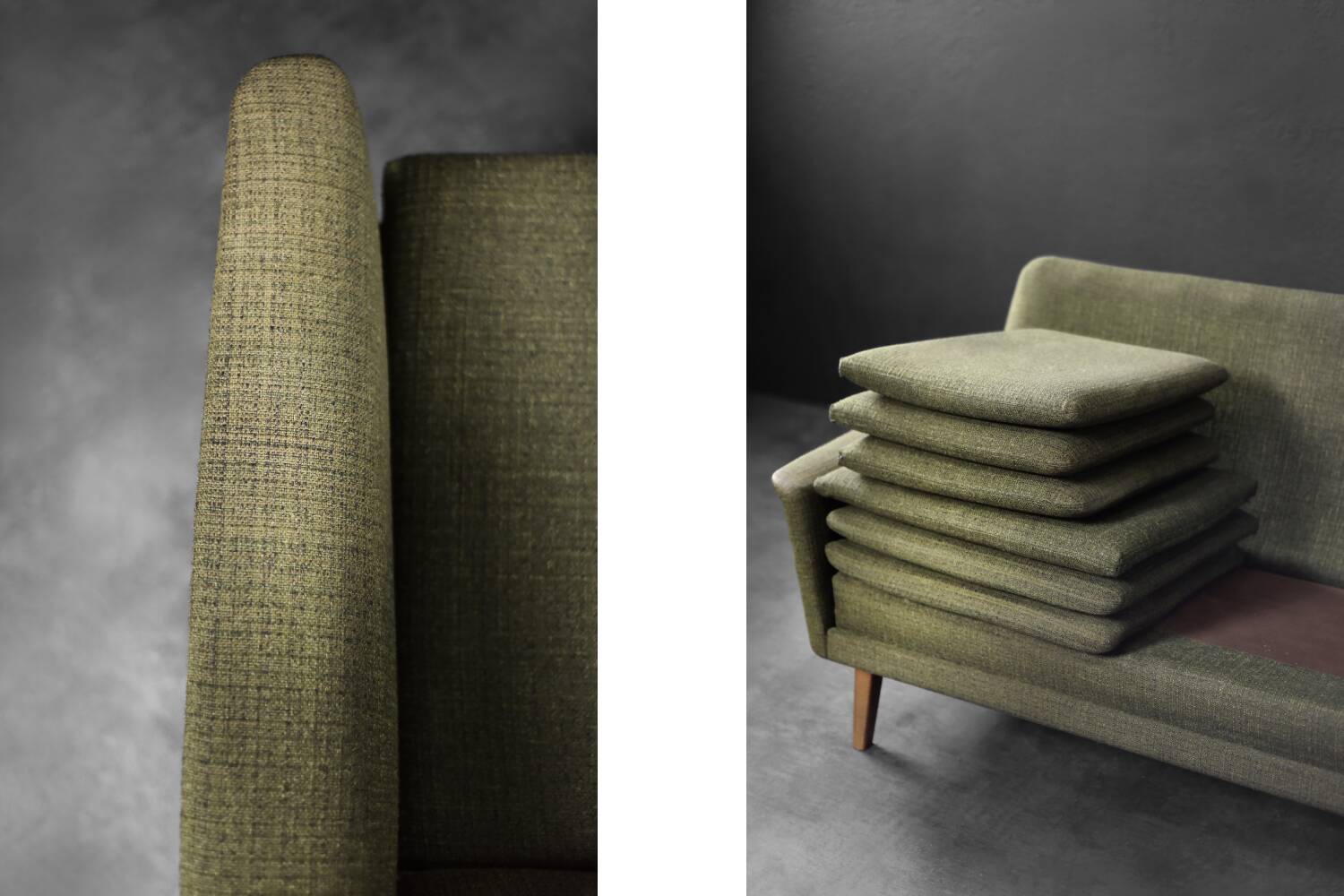 Vintage Danish Mid-Century Modern Green 3-Seater Sofa by Folke Ohlsson
