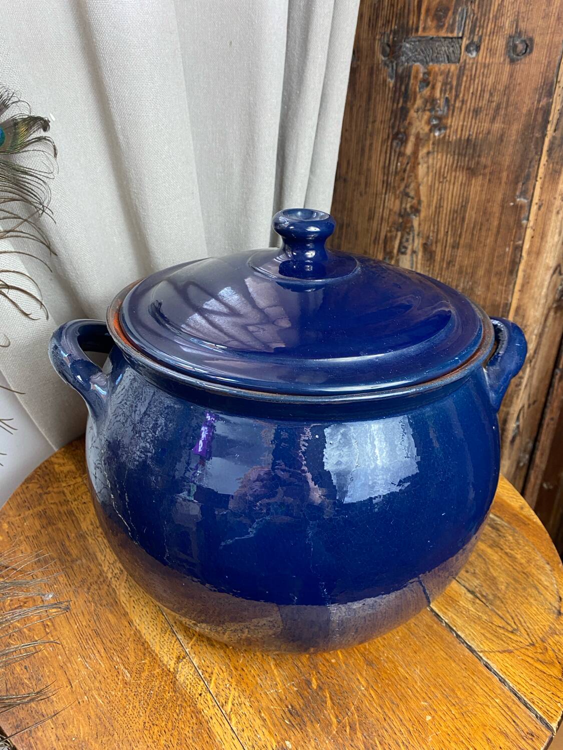 Casserole, enamelled refractory clay pot.