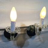 Pair of glass and mirror sconces