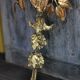Pair of bronze and gold metal floral wall sconces, flower wall lamp.