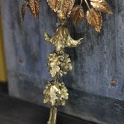 Pair of bronze and gold metal floral wall sconces, flower wall lamp.