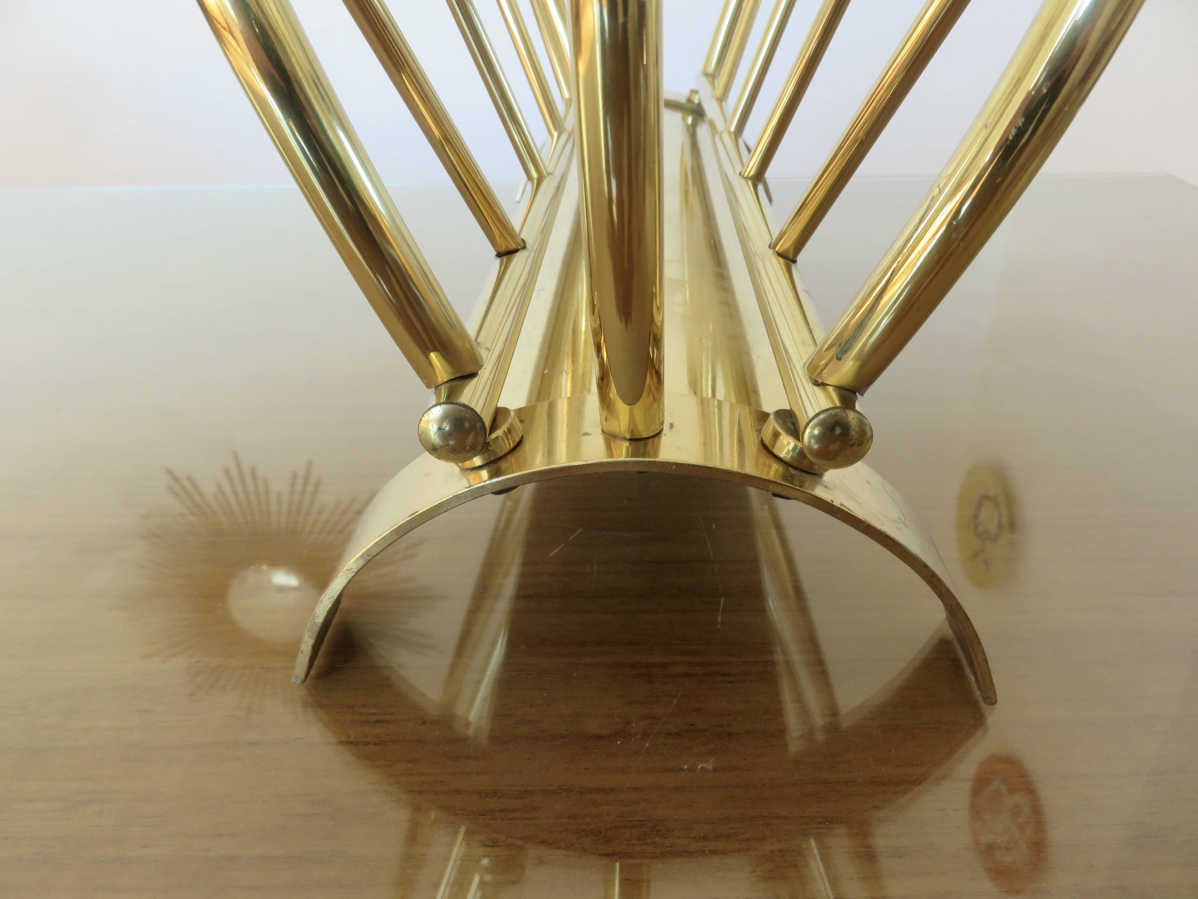 Golden brass magazine rack, Italy, 1950