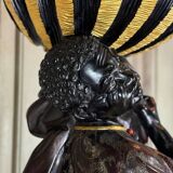 Pair of Moorish vasque holders, lacquered and gilded Venetian sculptures, circa 1880.