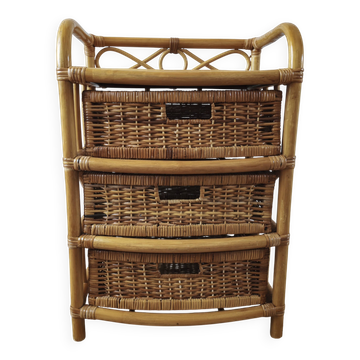 Vintage commode in rattan and wicker
