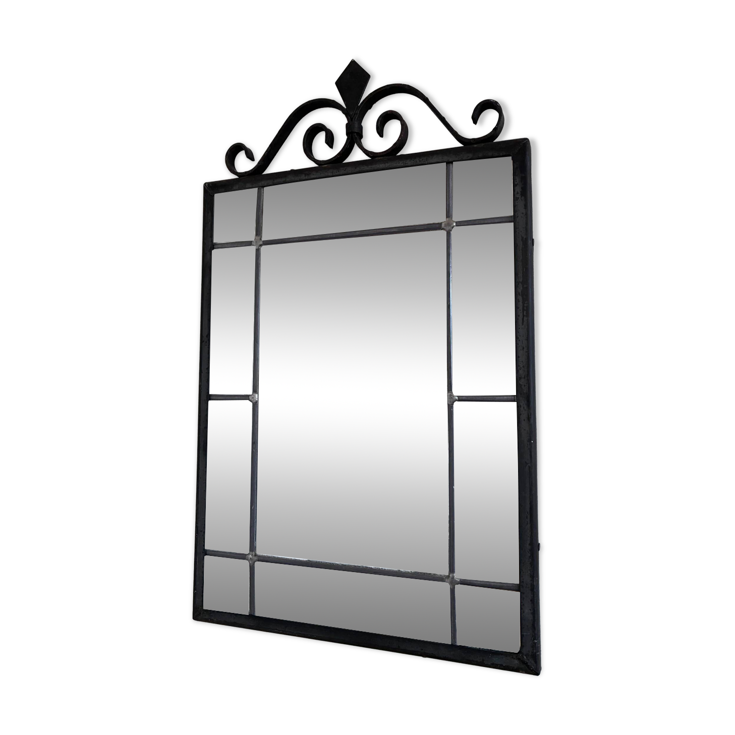 Miroir mural en fer forgé noir Art Déco, Belgique, années 1930
