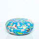 Large round box turquoise blue Art Deco Emaux de Longwy 1950