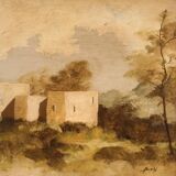 Peinture de paysage italienne signée du XXe siècle