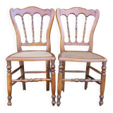 Pair of Napoleon III style caned chairs
