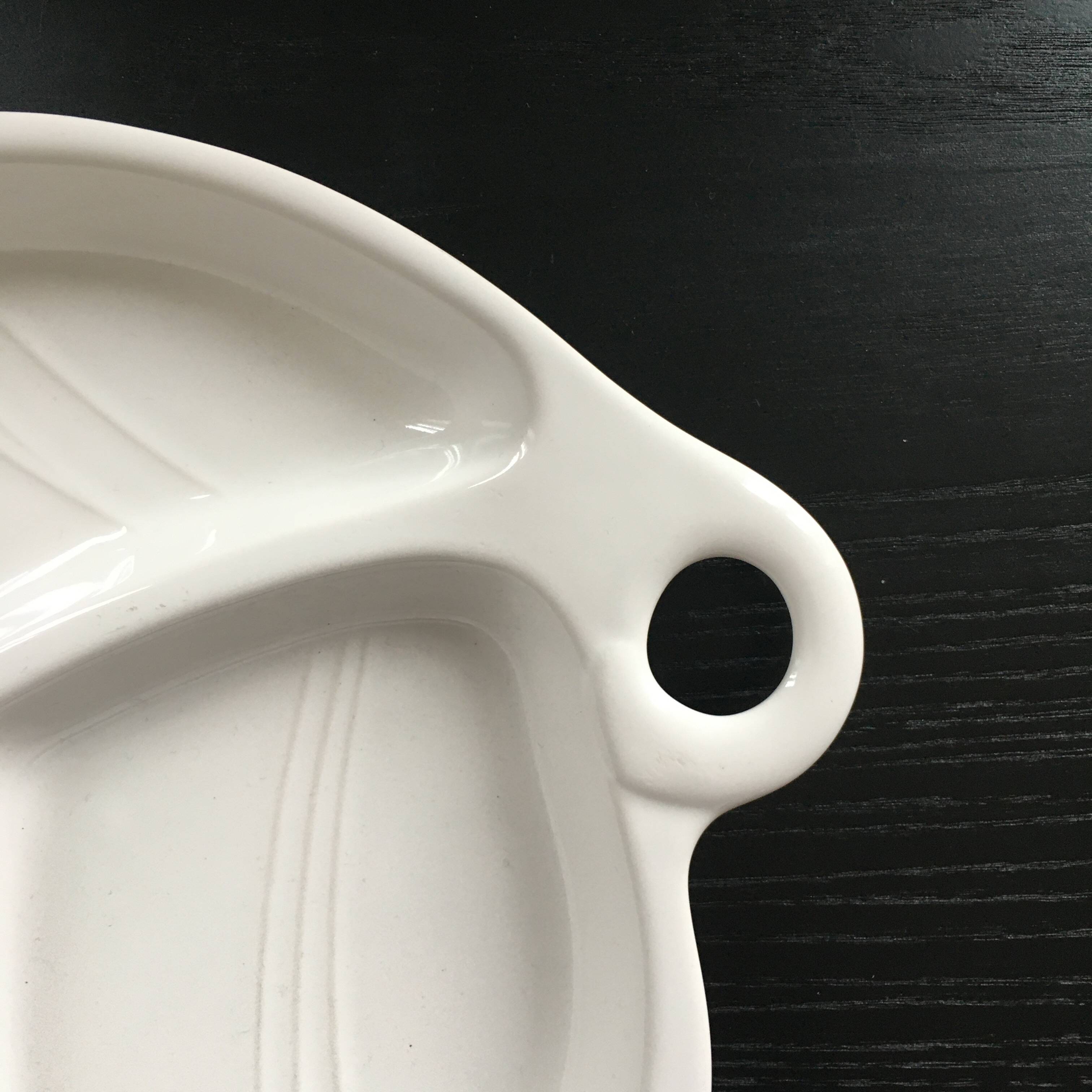 White earthenware leaf dish